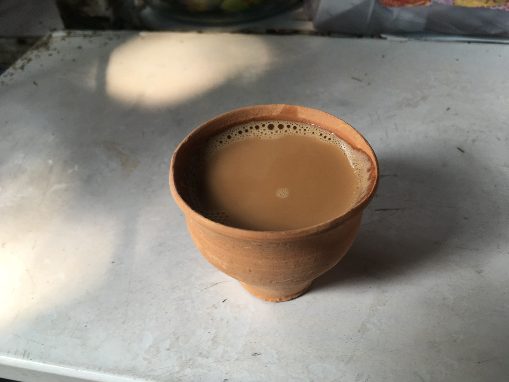Clay chai cup with chai Clay chai cup with chai